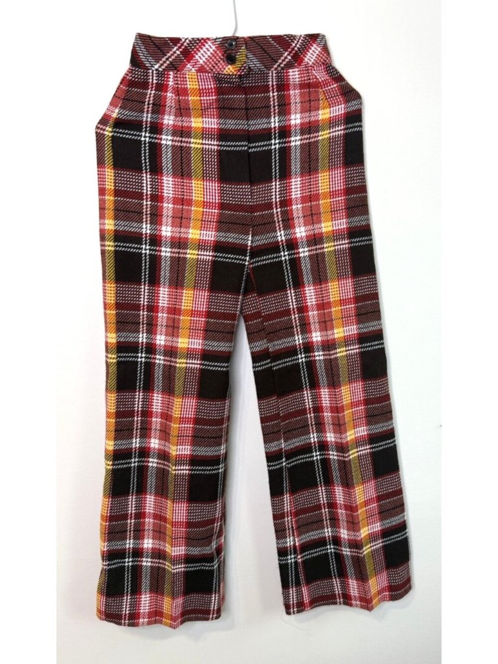 Vintage 70s Pants Rainbow Plaid Wide Leg Hippy Disco Rockabilly USA